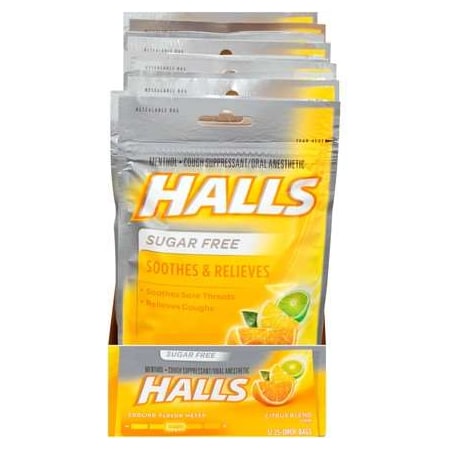 Halls Halls Sugar Free Menthol Lyptus Citrus Cough Drops 25 Count, PK48 62646